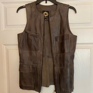 Brown leather vest. Perfect for dress up or casual!